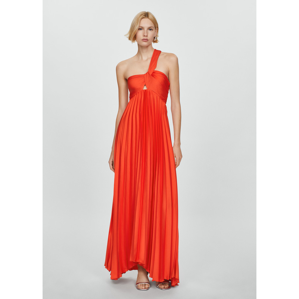 MANGO Red Pleated Front Knot Maxi Dress NWT Wedding Guest Formal - Picture 14 of 16